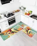 Soccer Duel Kitchen Rugs Set of 2 Art Dynamic Players...