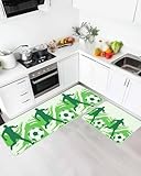 Football Match Kitchen Rugs Set of 2 Soccer Sport Kick...