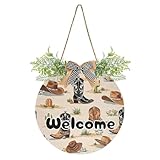 WELLDAY Wester Cowboy Boots Welcome Sign for Front Door...