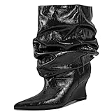 Vervesole Fancy Women's Mid Boots Slouch Wedge Heels...