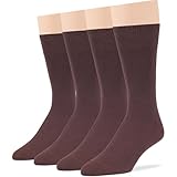 7BigStars Men Dress Socks – 4 Pairs Brown Cotton Crew...