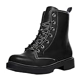 Jemnpela Women's Solid Color Combat Ankle Boots Lace Up...