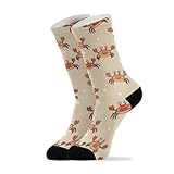 Crabs Beige Pattern Crew Socks for Women Men Calf...