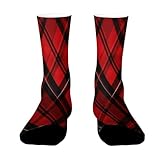 FekiLoot Red And Black Plaid Crew Socks Casual Athletic...