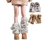 Deer Leg Warmers, Women's Brown Faux Fur Deer Leg...