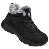SHIBEVER Black Snow Boots Women Winter Warm Fur Lined...