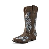 DREAM PAIRS Women's Cowboy Cowgirl Western Mid Calf...