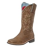SheSole Women's Mid Calf Square Toe Cowgirl Western...