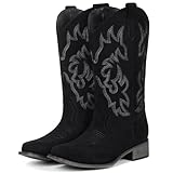 IUV Cowboy Boots For Women Western Square Toe Mid Calf...