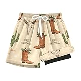SLHKPNS Boy Swim Trunks with Compression Liner Cowboy...