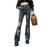 Womens Bell Bottom Jeans Rise Stretch Flare Denim Pants...