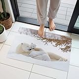 Door Mat, Winter Cute Polar Bears Snowfields Front Door...