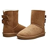BlackTwig Women's Suede Mid Calf Winter Boots, Slip-On...