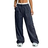 HGps8w Women's Wide Leg Striped Suit Pants, Vintage...