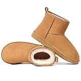 OOW Womens Genuine Suede Boots Brown Anti-slip Warm...