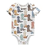 MFTJYO Unisex Baby Short Sleeve Bodysuit Cowboy Boots...