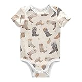 MFTJYO Baby Bodysuits Short Sleeve Cowboy Boots Beige...