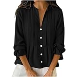 LMSXCT Women's Cotton Linen Blouse Ruffle Long Sleeve...