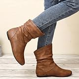 Women's Slouchy Leather Ankle Boots,Low Heel Slouchy...