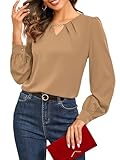 LALAGEN Womens Blouse Bubble Long Sleeve Metal Decor...