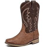 LAURMOSA Boys Cowboy Boots for Kids Western Square Toe...