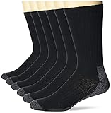 Hanes mens Crew Socks, 6-pair Pack Work Sock, Black, 6...