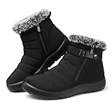 SHIBEVER Women Winter Snow Boots: Womens Black...