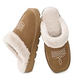 YOLIS Western Cowboy Boot Slippers, Fuzzy House...