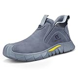 GLANOUDUN Welding Work Boots for Men - Grey Mid-Cut...