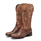 Kekonaca Embroidered Cowboy Mid Calf Boots for Women...