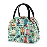 FLildon Cute Boots Cowboy Lunch Bag Insulated Tote Bag...