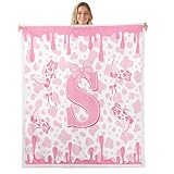 Manfei Sweet Ice Cream Drip Throw Blanket Pink Bow...