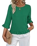 siliteelon Womens 3/4 Sleeve Tops Summer Tshirts Ruffle...