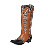FIFSY Butterfly Cowboy Boots for Women Embroidered Knee...