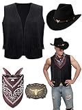 Toulite 4 Pcs Western Outfits for Men Cowboy Tassel...
