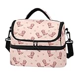 Msyxl Lunch Bag for Women Men, Pink Cowboy Boots Double...