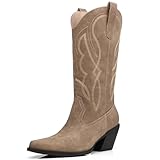 DANAZANA Wide Calf Cowgirl Boots Womens Mid Calf Cowboy...