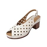 AYziemezm Buckled Square Heel Sandals for Women Peep...