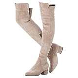 Mtzyoa Women Over The Knee Boots Cream Size 8 Low Heel...