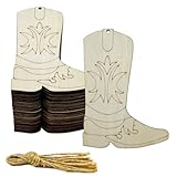 30 pcs 4 Inch Unfinished Cowboy Boots Wood Cut Out...