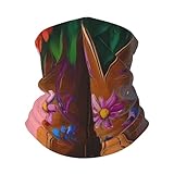 Qewfoju Cowboy Boots With Flowers for Neck Gaiter Face...