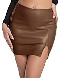 EG CHRIS G Leather Skirt for Women High Waisted Side...