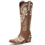 Lumeheel Brown Cowboy Boots for Women - Sparkly...