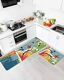 Soccer Duel Kitchen Rugs Set of 2 Art Dynamic Players...
