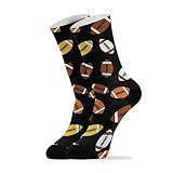 Sports Football Ball Black Pattern Crew Socks for Women...