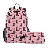 Selerdon Kids Backpack Valentines Cowboy Boots Pinks...