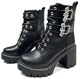MEOTINA Goth Boots for Women Black Platform Boots...