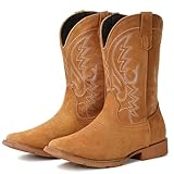 IUV Cowboy Boots For Men Suede Square Toe Western Boots...