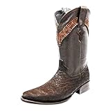 Men’s White Diamonds Brown Bull Neck Cowboy Boots...