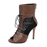 Mesh Lace Summer Booties for Women Peep Toe Lace Up...